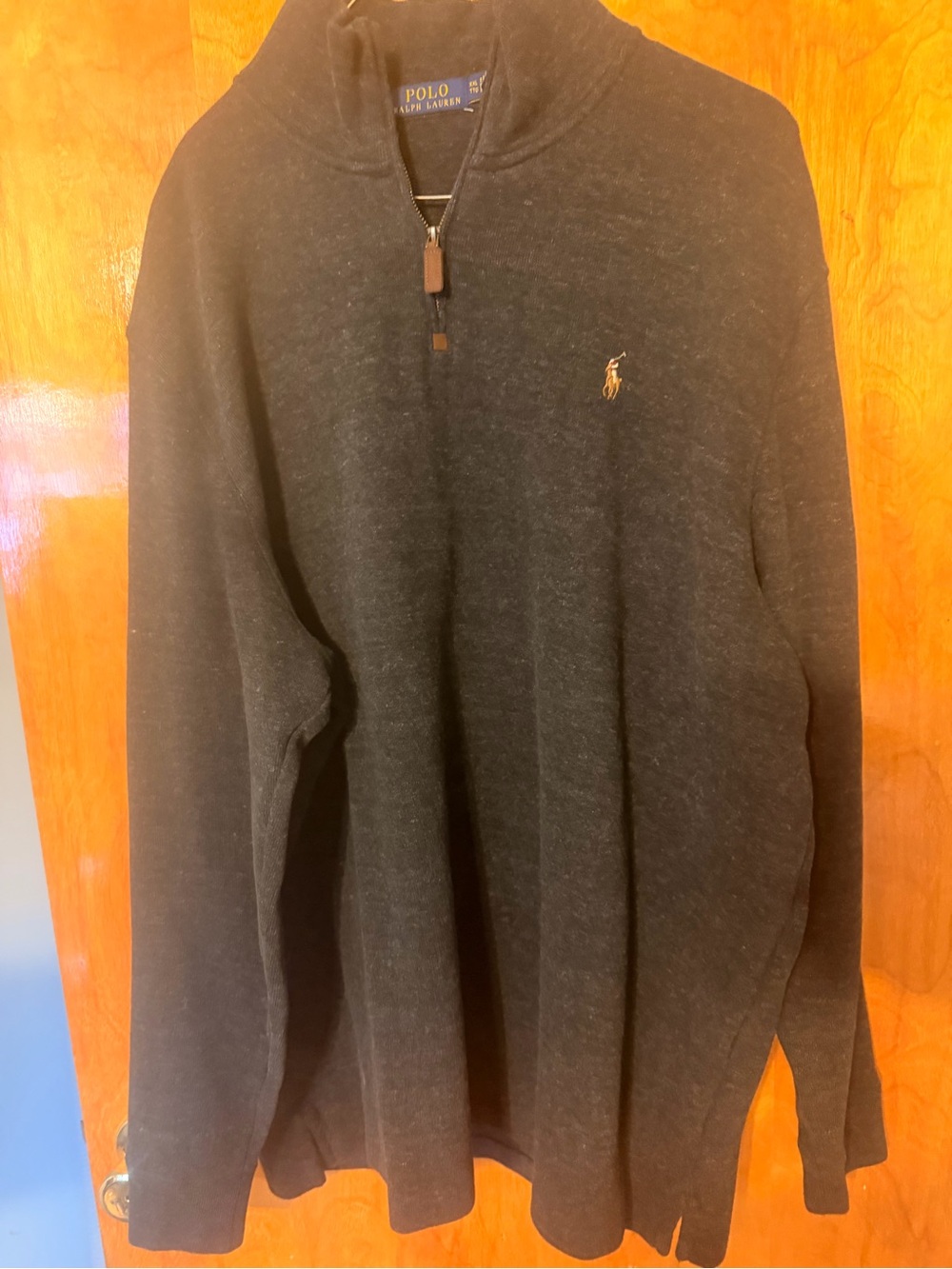 Ralph Lauren Dark Gray Knit thin Sweater XXL Tall 3/4 zip up
